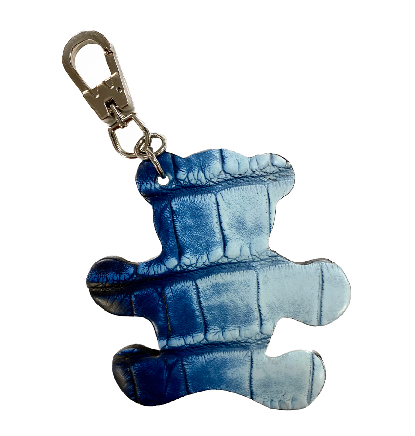 Porte-clés en crocodile miel ou bleu intense - Maroquinerie de luxe sur  mesure